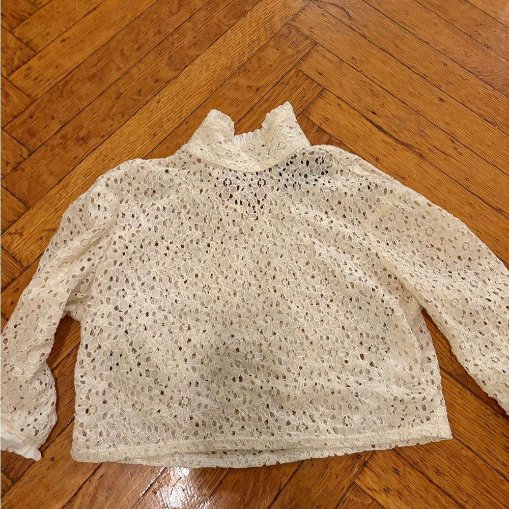 Reformation White Lace Midriff Blouse